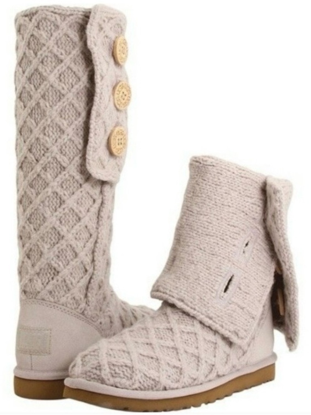 Ugg Boots Woman S-10 Cardy Lattice knit Tan Oatmeal